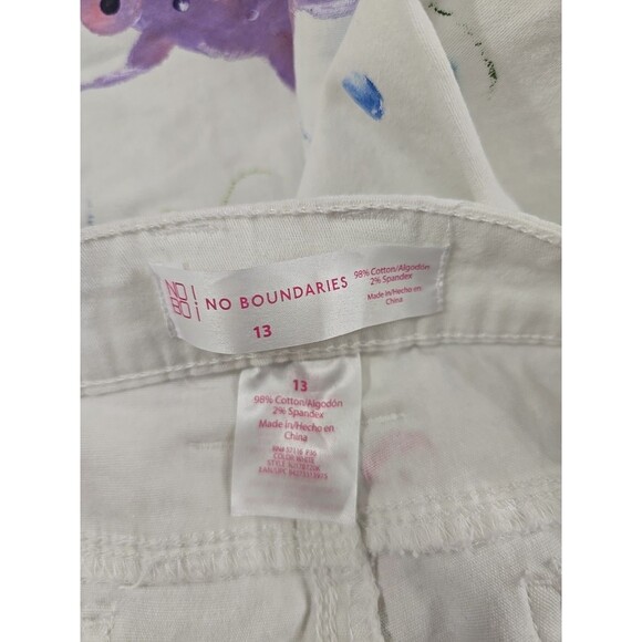 Hand Painted Boho Hippie Cottage Nature Artsy White Jeans Juniors 13 Frogs Bugs - Picture 6 of 7